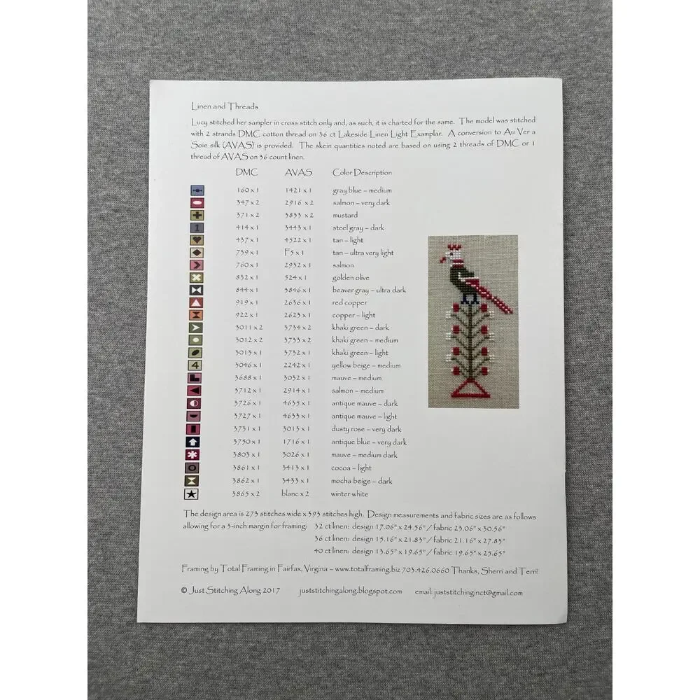 Lot of 2 Miss Lucy Calcutt 1825 / 1826 Cross Stitch Charts Just Stitching Along